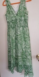 Green and white summer dress